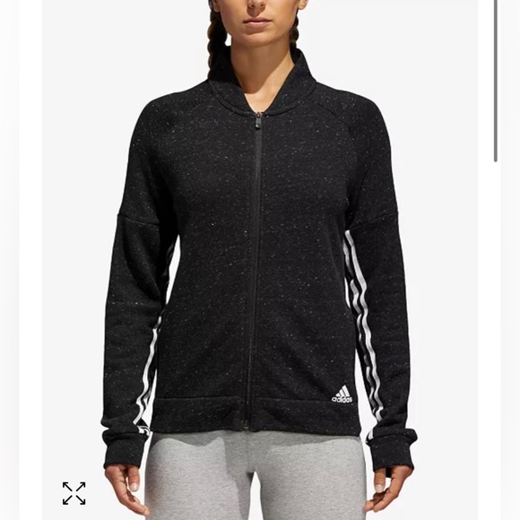 Women’s Adidas Cotton Track Jacket/bomber jacket, size xs, 3 stripes on sleeves - Picture 1 of 6
